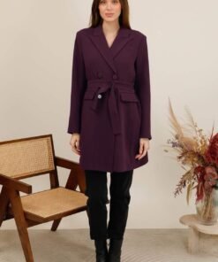 Veste blazer longue ceinturée – Image 14