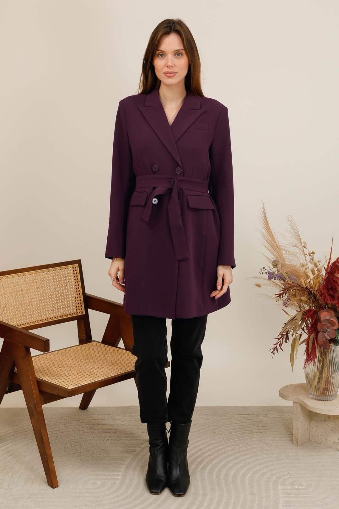 Veste blazer longue ceinturée – Image 14