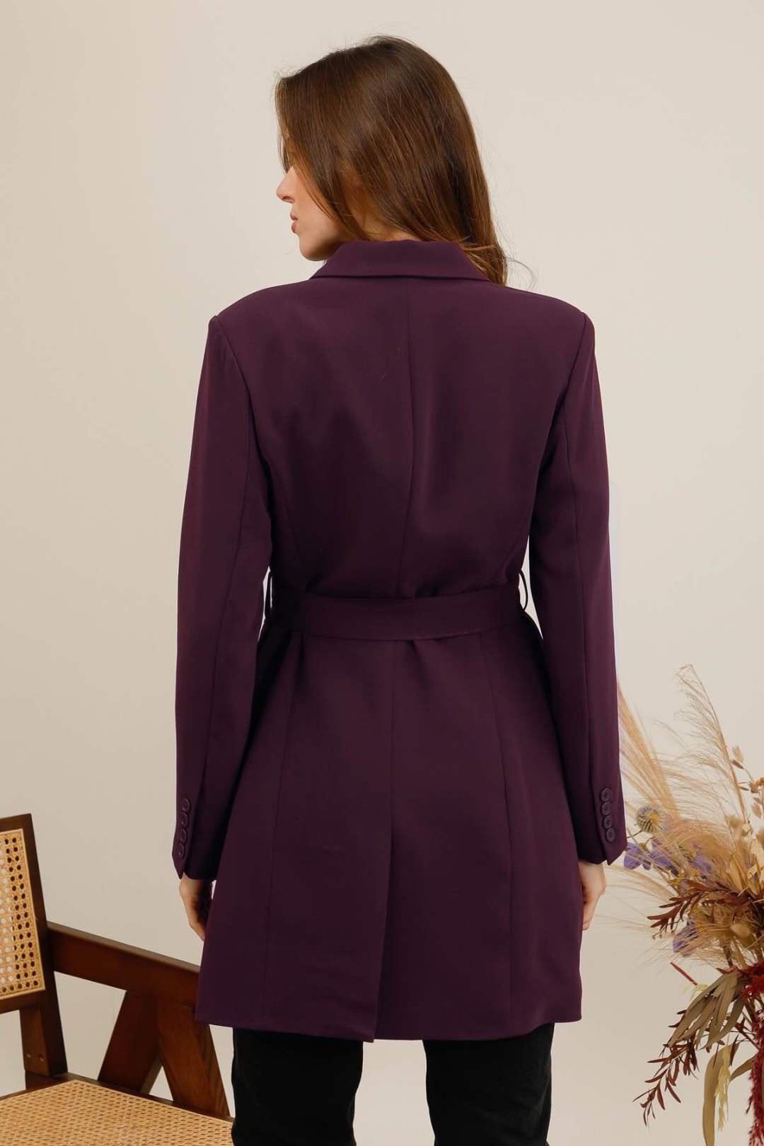 Veste blazer longue ceinturée – Image 15