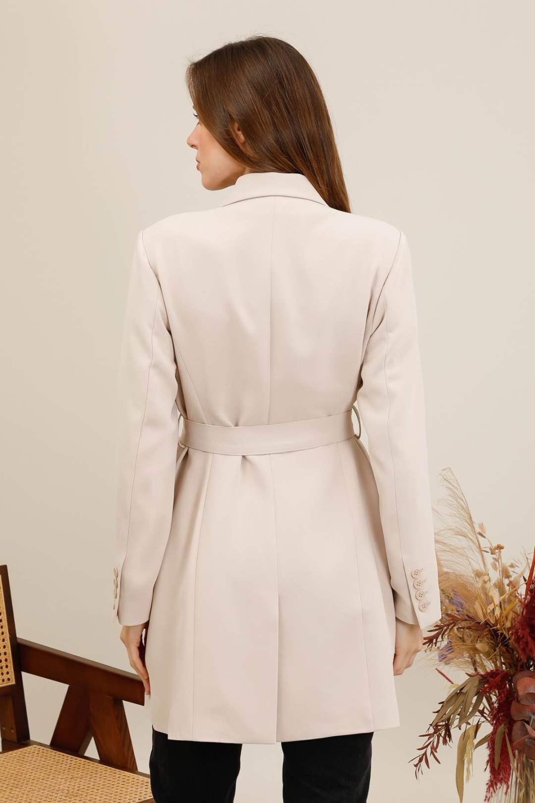 Veste blazer longue ceinturée – Image 11