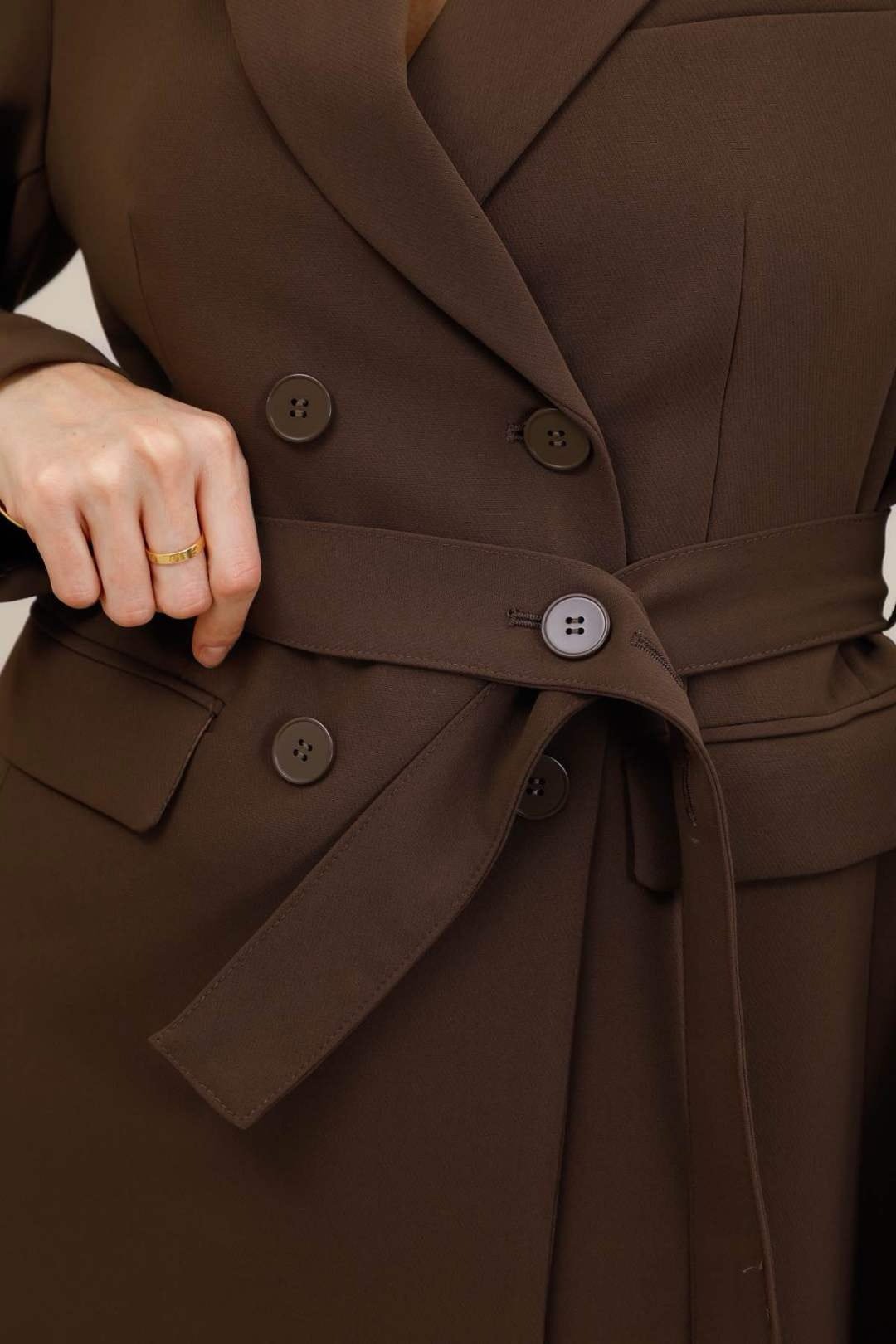 Veste blazer longue ceinturée – Image 9
