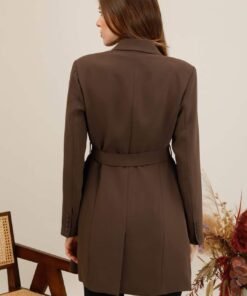 Veste blazer longue ceinturée – Image 8