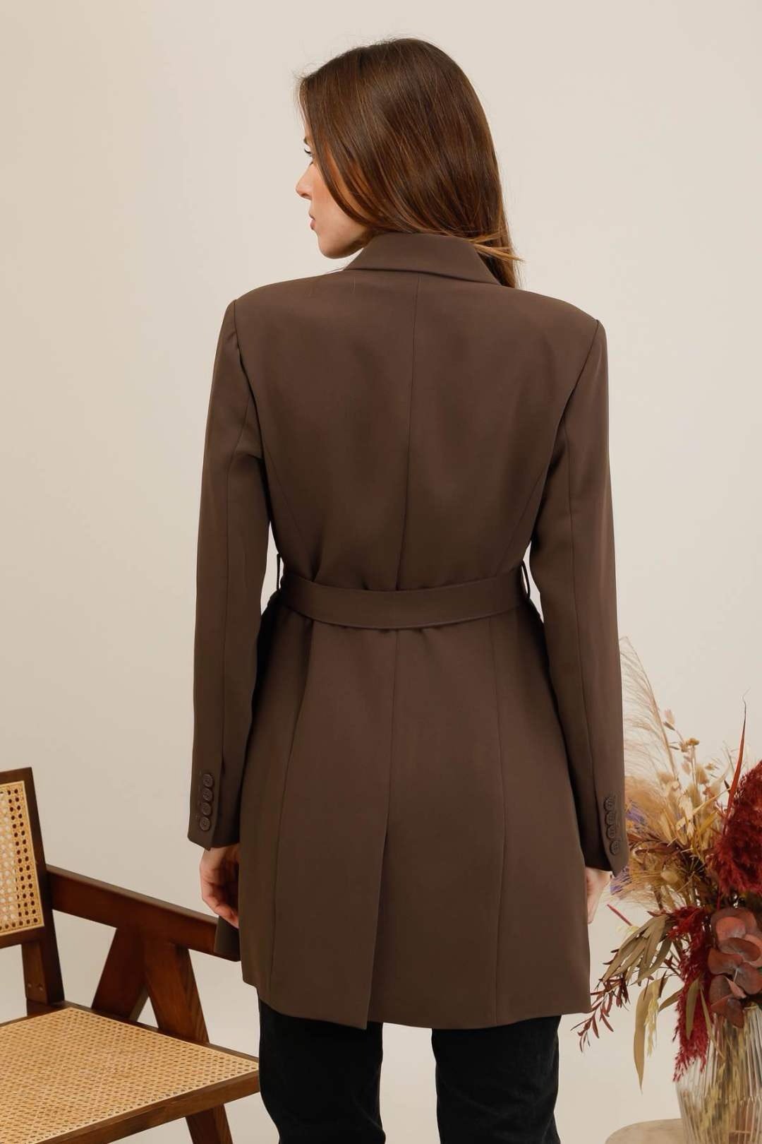 Veste blazer longue ceinturée – Image 8