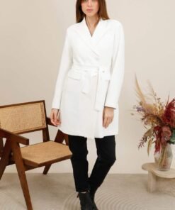 Veste blazer longue ceinturée – Image 5