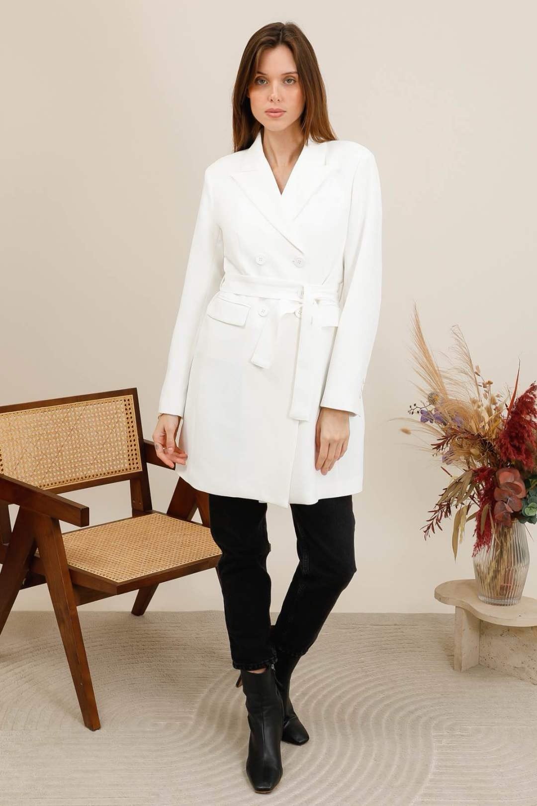 Veste blazer longue ceinturée – Image 5