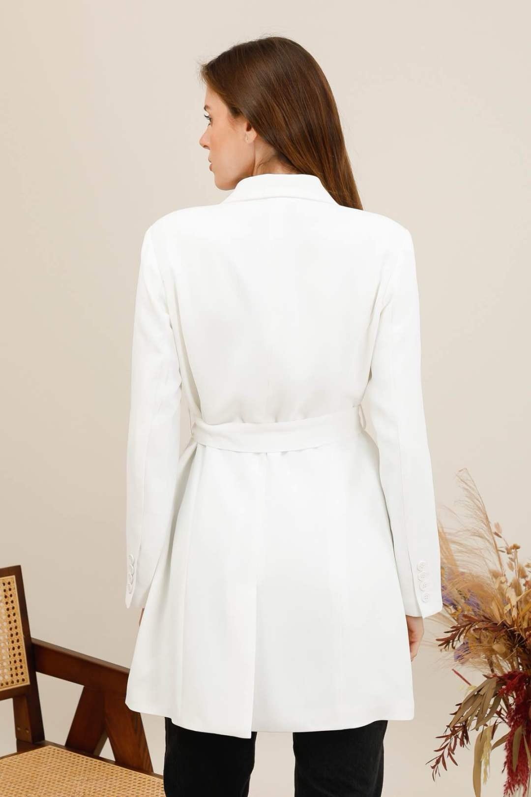 Veste blazer longue ceinturée – Image 6