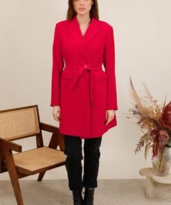 Veste blazer longue ceinturée – Image 3