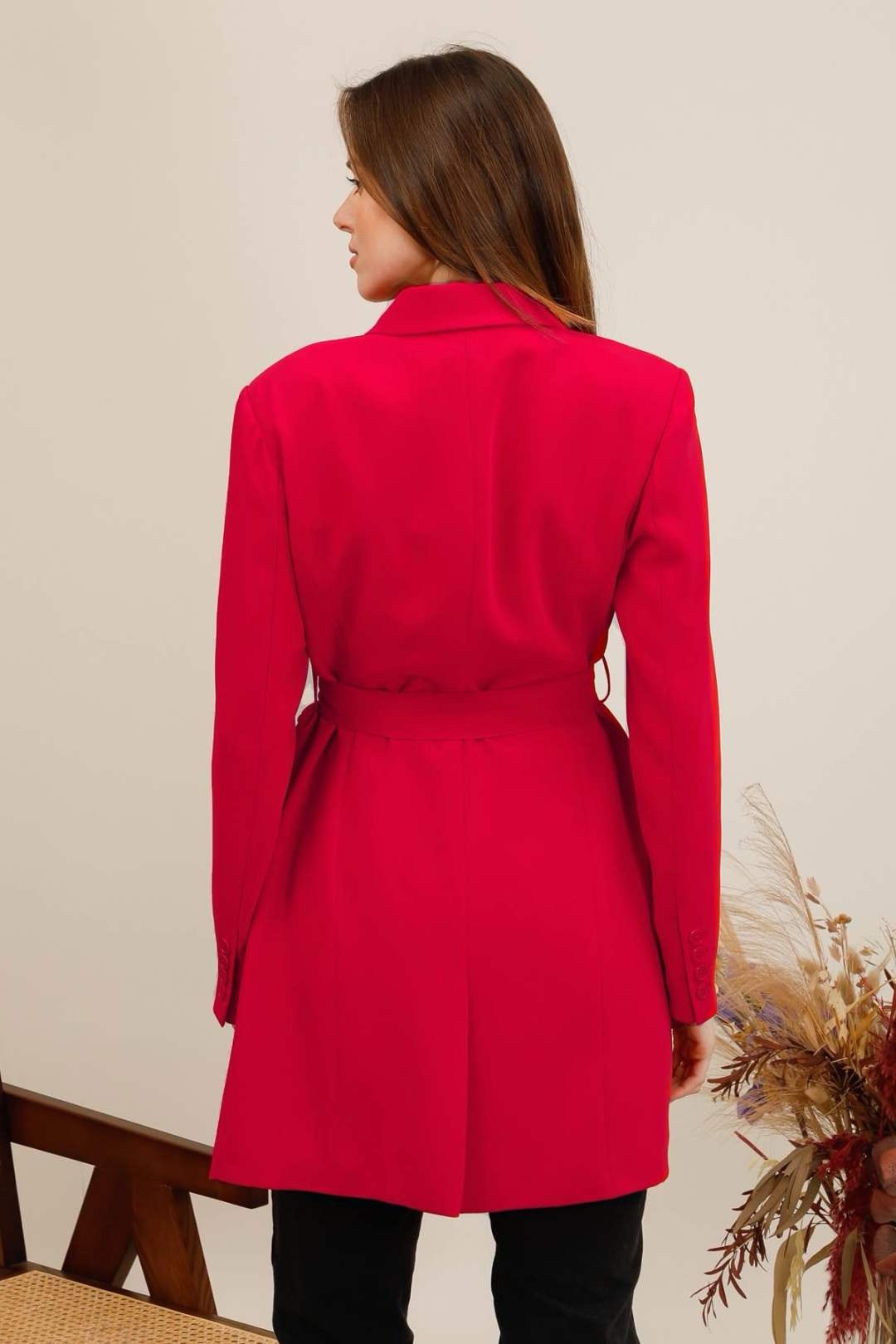 Veste blazer longue ceinturée – Image 4