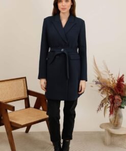 Veste blazer longue ceinturée