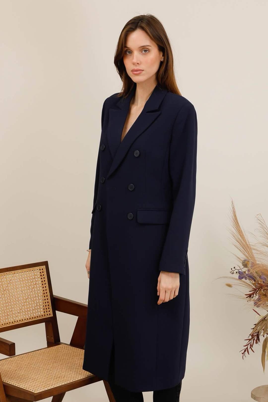 Manteau long esprit blazer
