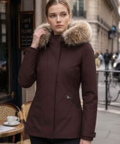 Parka cintrée à capuche fourrure