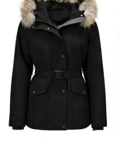 Parka courte ceinturée à capuche fourrure – Image 4