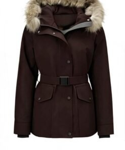 Parka courte ceinturée à capuche fourrure – Image 3