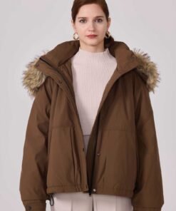 Alternative view of Parka courte oversize à capuche fourrure