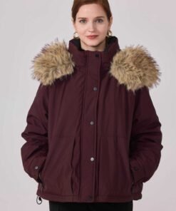 Parka courte oversize à capuche fourrure – Image 4